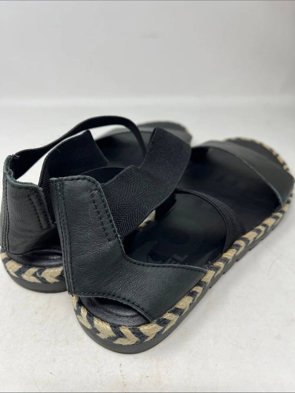 SOREL Ella II Leather Strappy Stretch Sandal Minimalist Espadrille Flats SZ 6.5